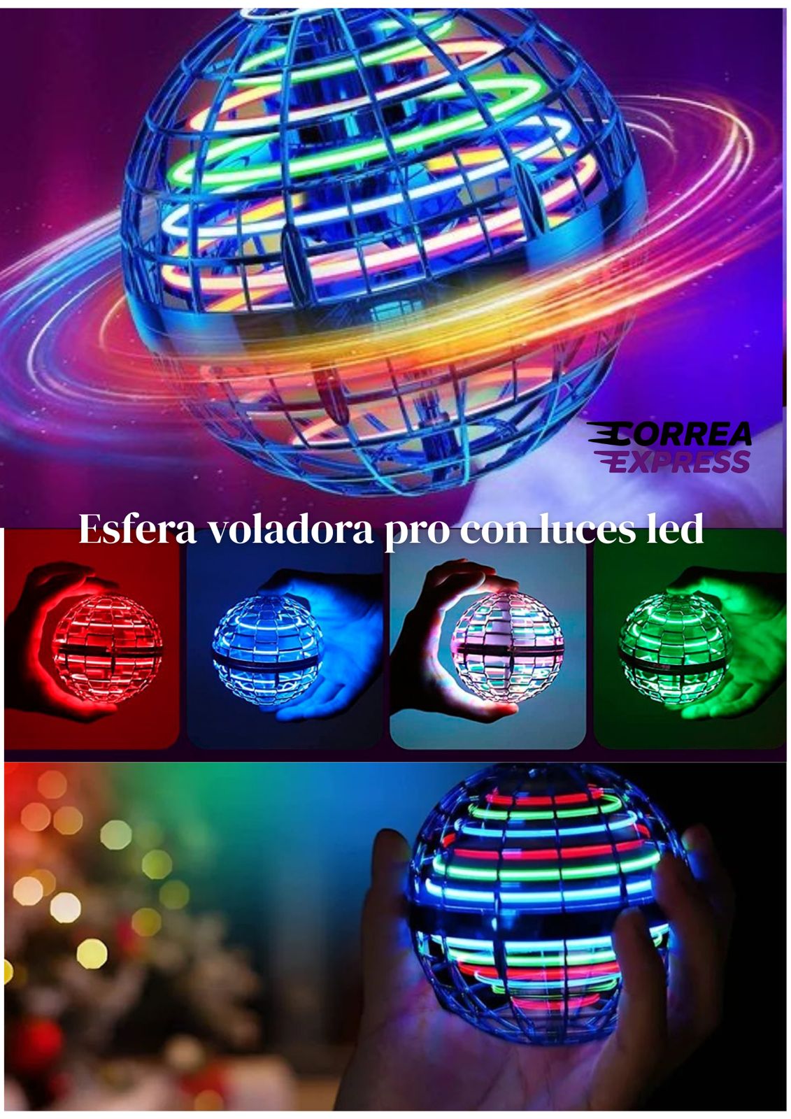 Esfera Voladora Mini Drone con luces led -Flying Spinner 🚀